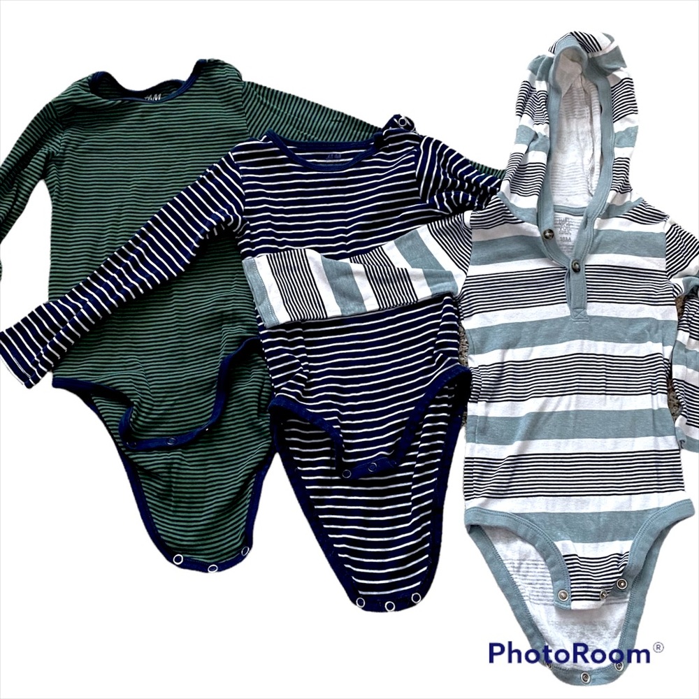 Lot of 3 Baby Boy Long Sleeve Striped Shirts Size 18M